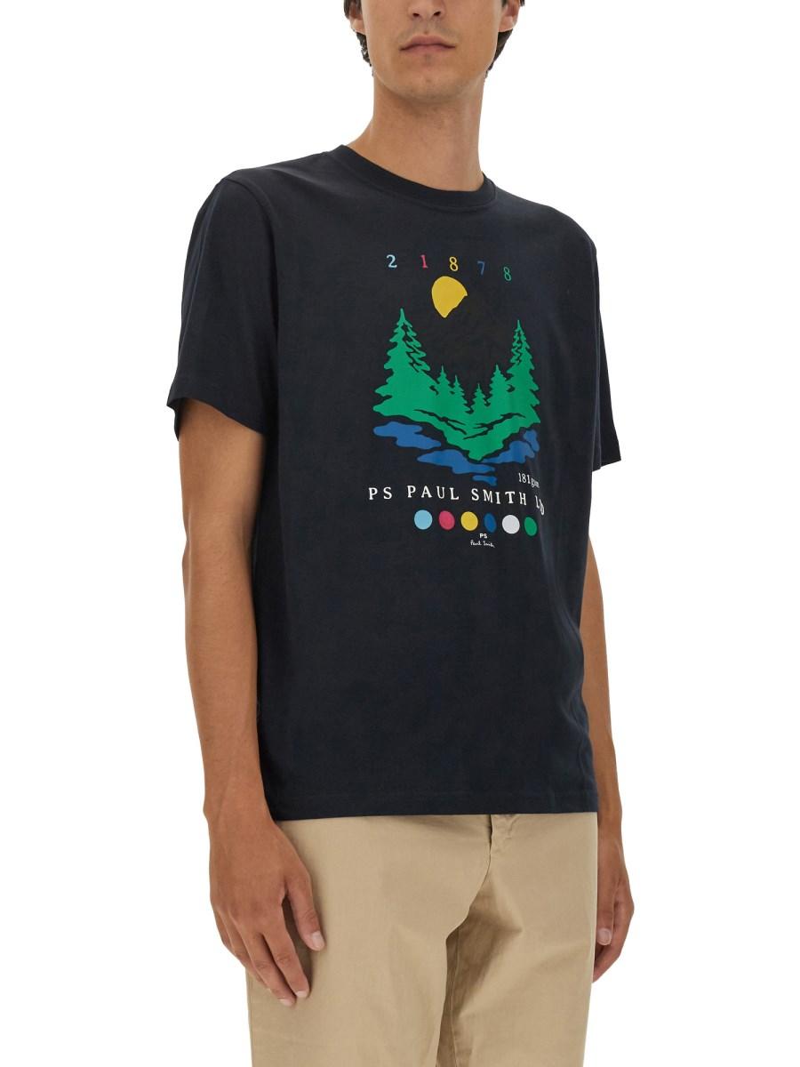 PS BY PAUL SMITH T-SHIRT IN JERSEY DI COTONE CON STAMPA LOGO