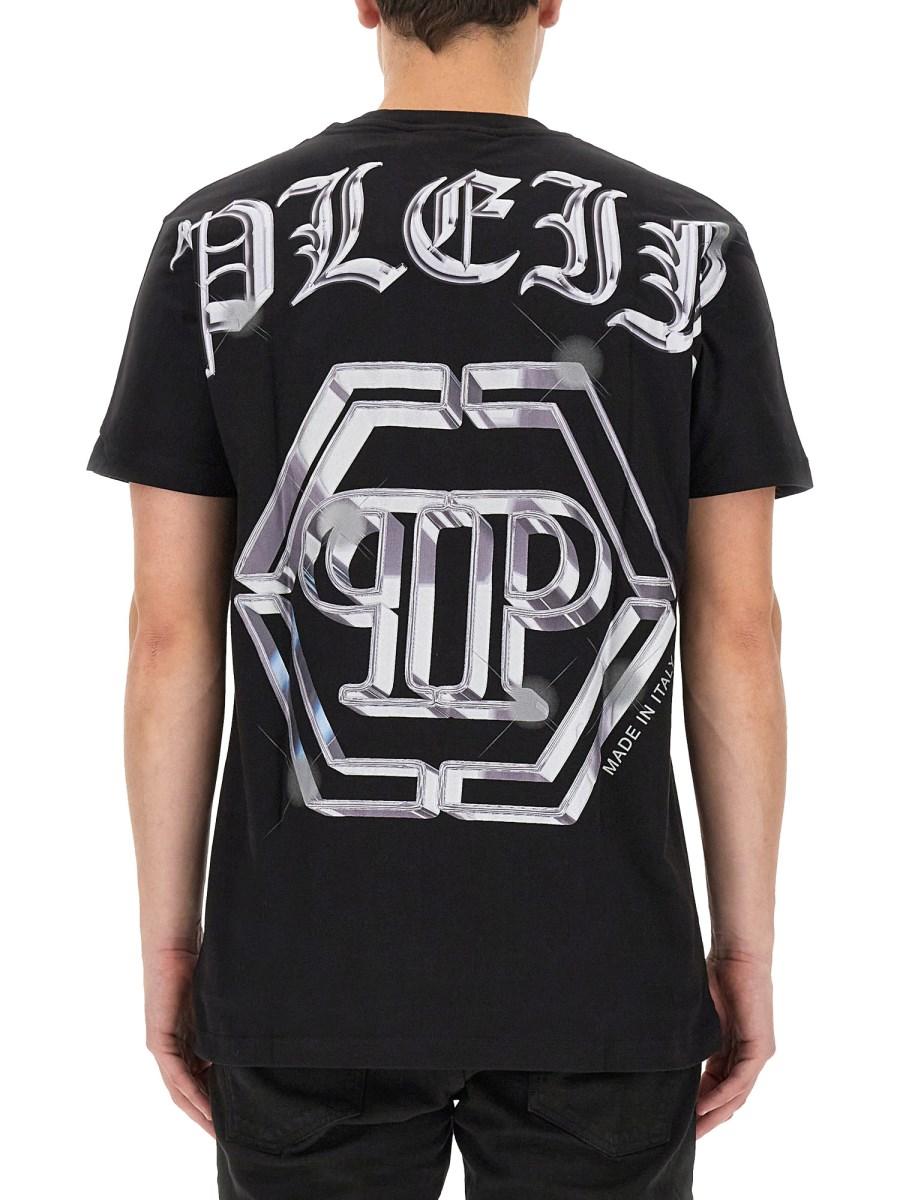 PHILIPP PLEIN T-SHIRT IN JERSEY DI COTONE CON STAMPA LOGO