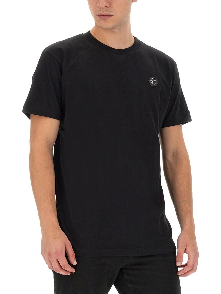 PHILIPP PLEIN T-SHIRT IN JERSEY DI COTONE CON STAMPA LOGO