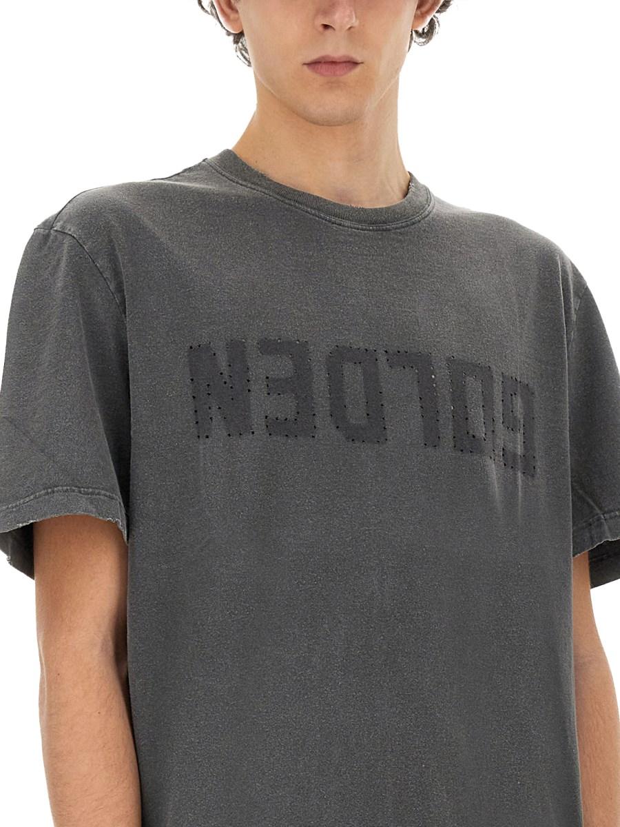 GOLDEN GOOSE T-SHIRT IN JERSEY DI COTONE CON STAMPA LOGO