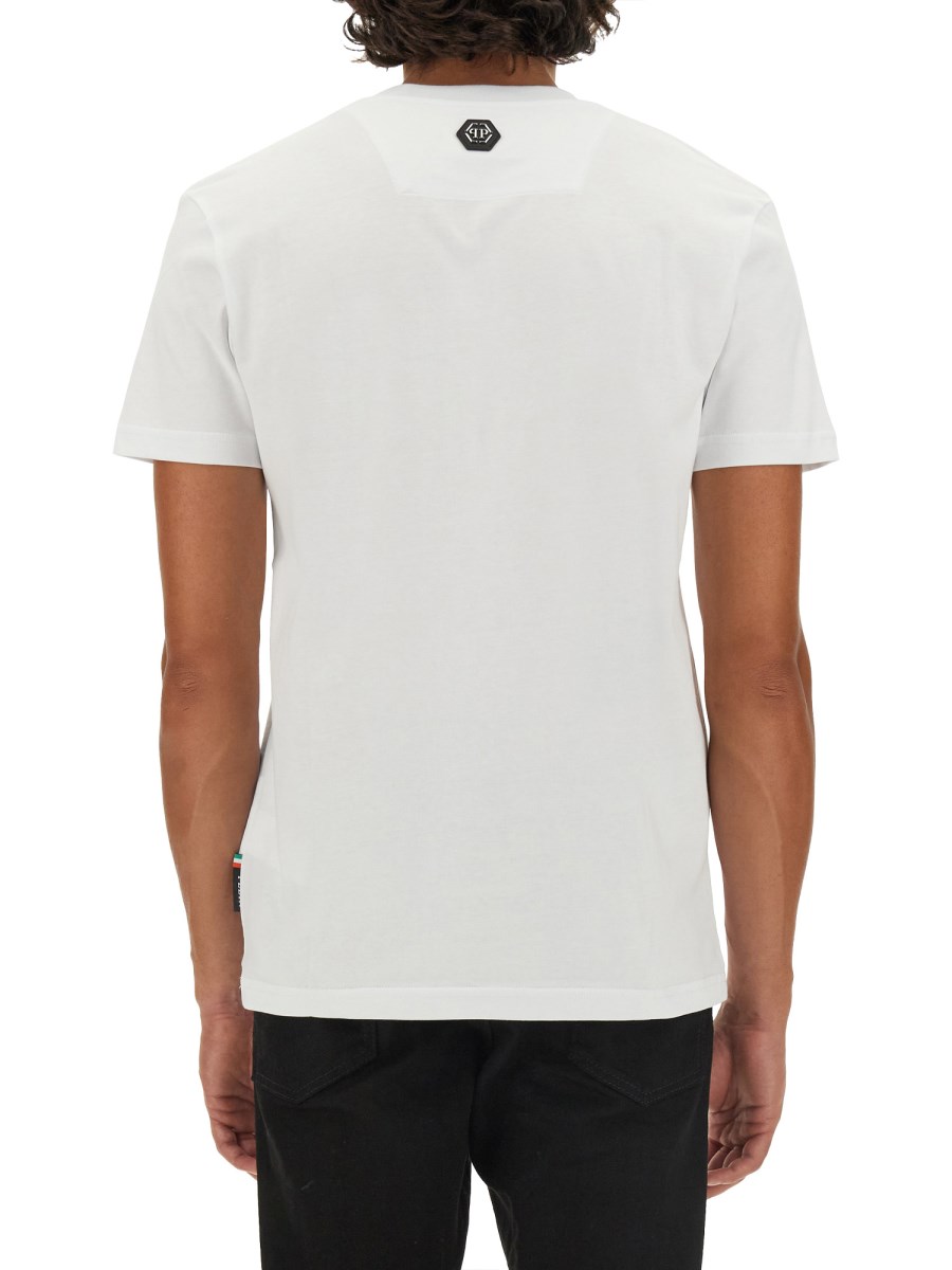 PHILIPP PLEIN T-SHIRT IN JERSEY DI COTONE CON STAMPA LOGO