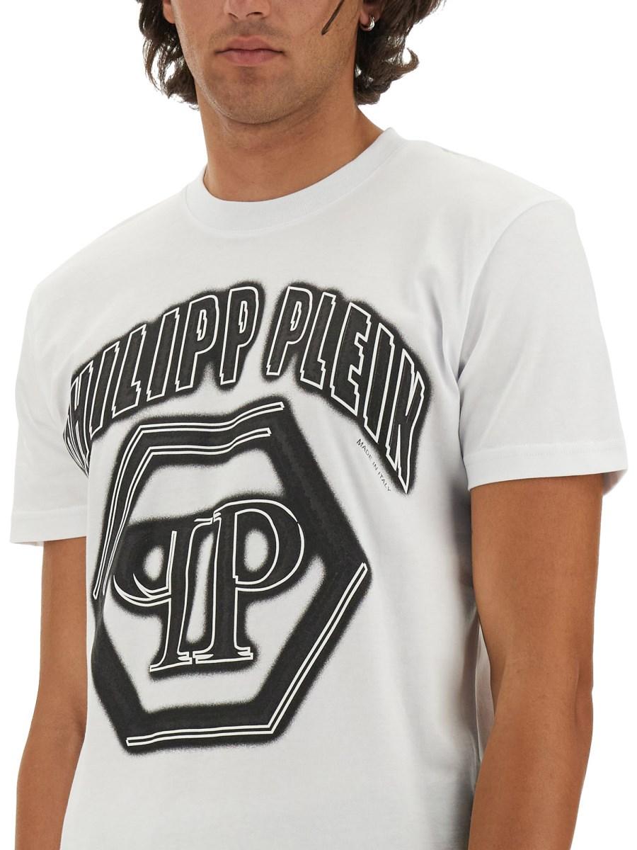 PHILIPP PLEIN T-SHIRT IN JERSEY DI COTONE CON STAMPA LOGO