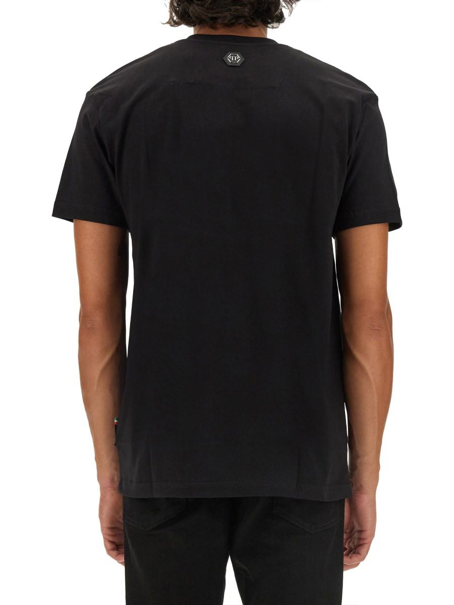 PHILIPP PLEIN T-SHIRT IN JERSEY DI COTONE CON STAMPA LOGO