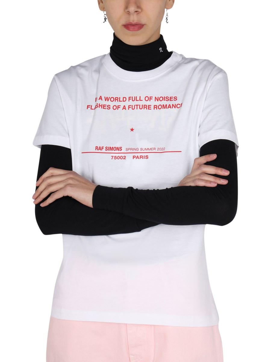 RAF SIMONS T-SHIRT IN JERSEY DI COTONE CON STAMPA LOGO