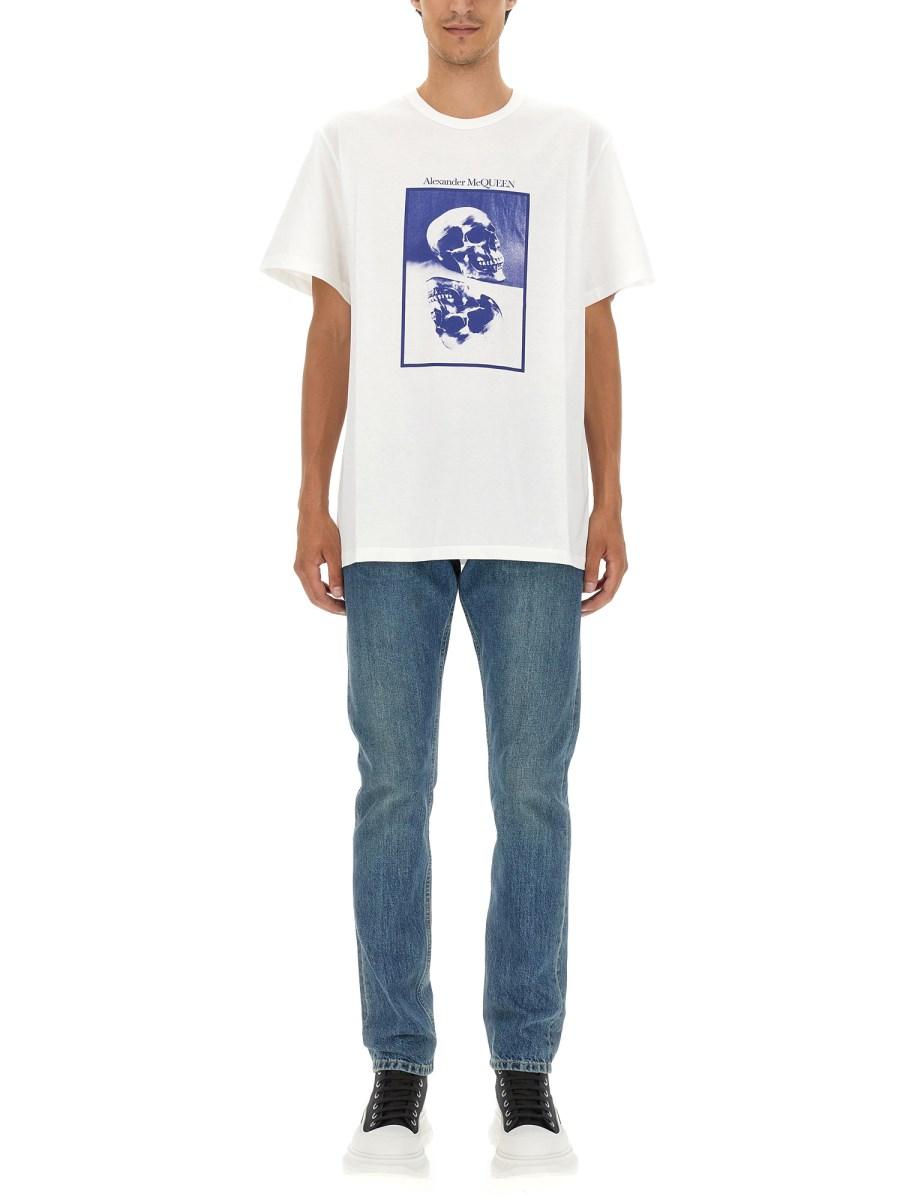 ALEXANDER McQUEEN T-SHIRT IN JERSEY DI COTONE CON STAMPA LOGO