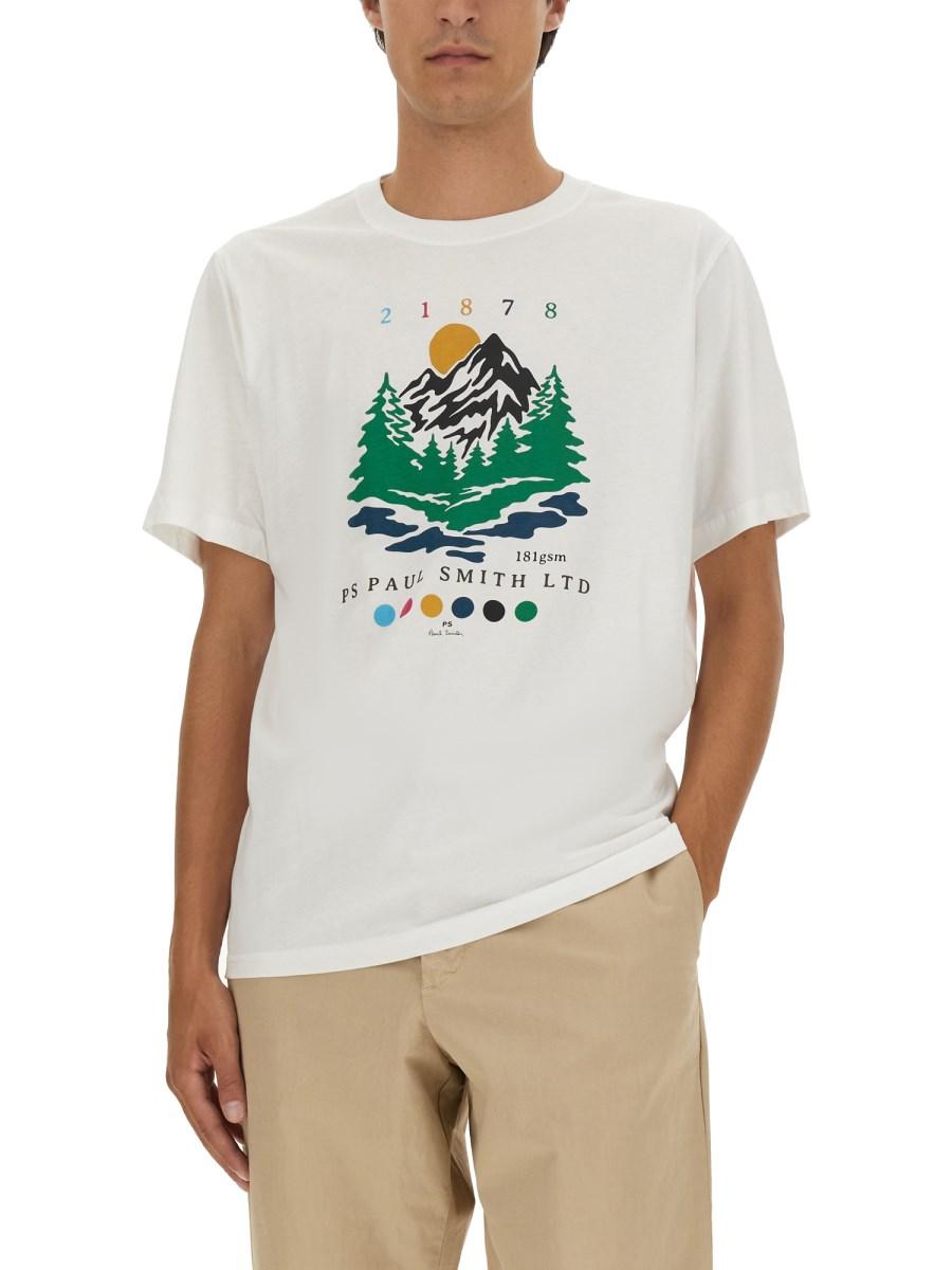 PS BY PAUL SMITH T-SHIRT IN JERSEY DI COTONE CON STAMPA LOGO