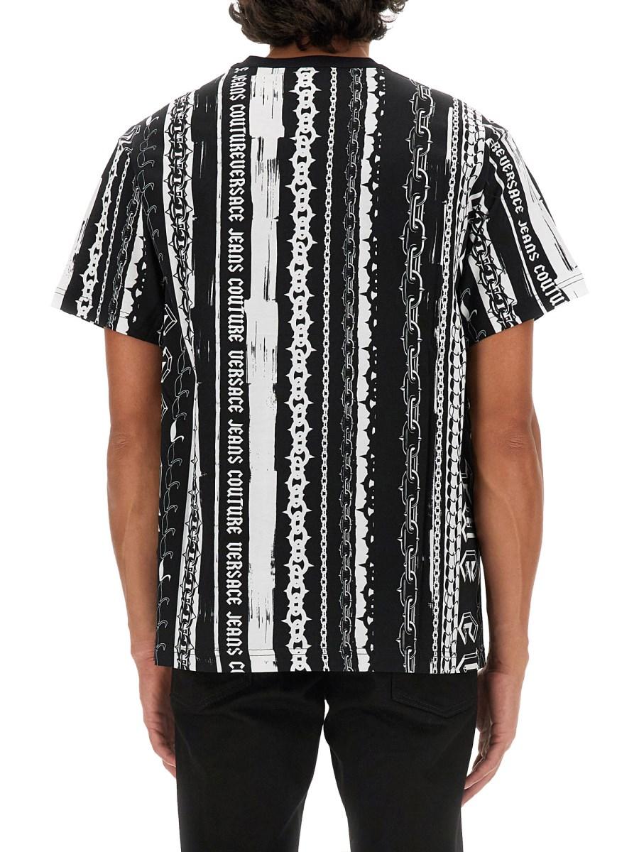 VERSACE JEANS COUTURE T-SHIRT IN JERSEY DI COTONE CON STAMPA LOGO