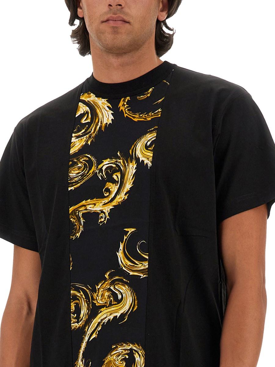 VERSACE JEANS COUTURE T-SHIRT IN JERSEY DI COTONE CON STAMPA LOGO