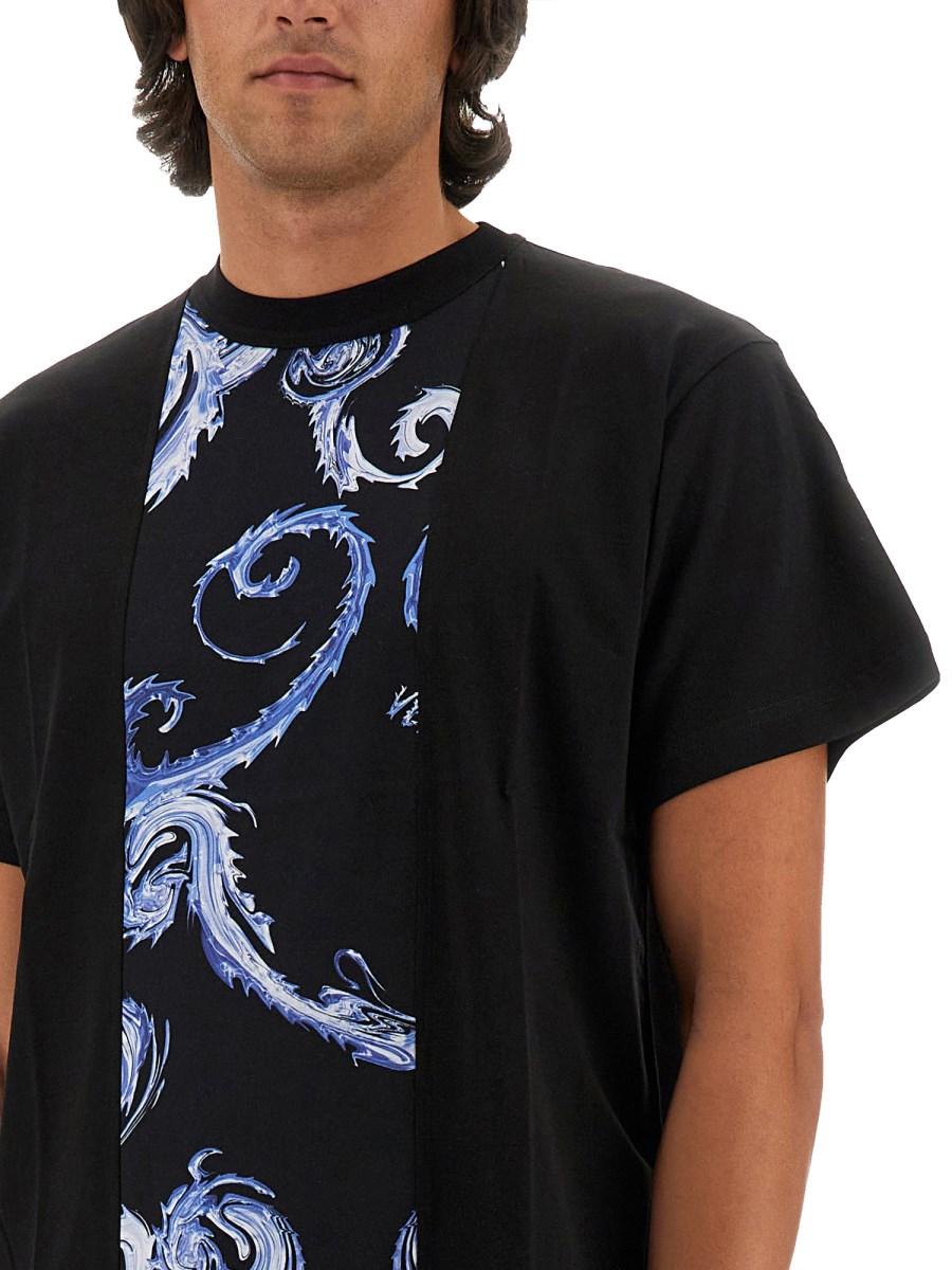 VERSACE JEANS COUTURE T-SHIRT IN JERSEY DI COTONE CON STAMPA LOGO