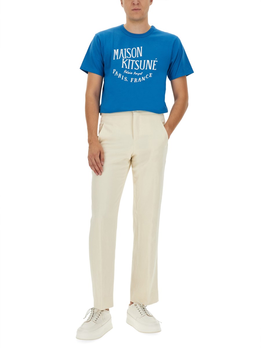 MAISON KITSUNÉ T-SHIRT IN JERSEY DI COTONE CON STAMPA LOGO