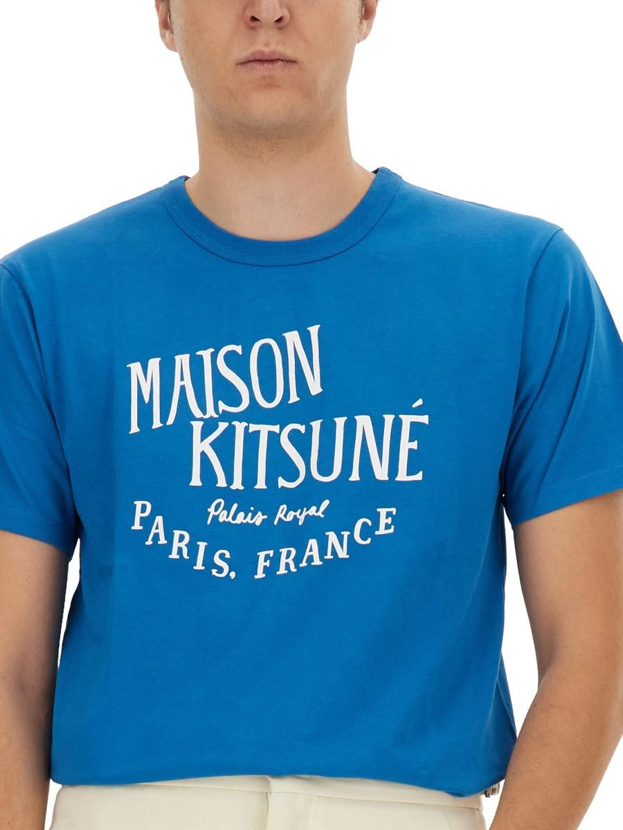 MAISON KITSUNÉ T-SHIRT IN JERSEY DI COTONE CON STAMPA LOGO