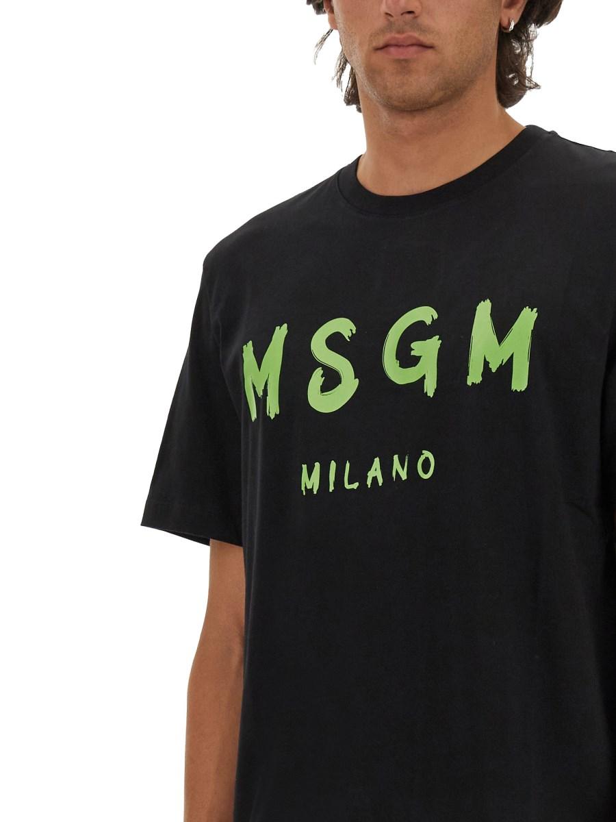 MSGM T-SHIRT IN JERSEY DI COTONE CON STAMPA LOGO PENNELLATO
