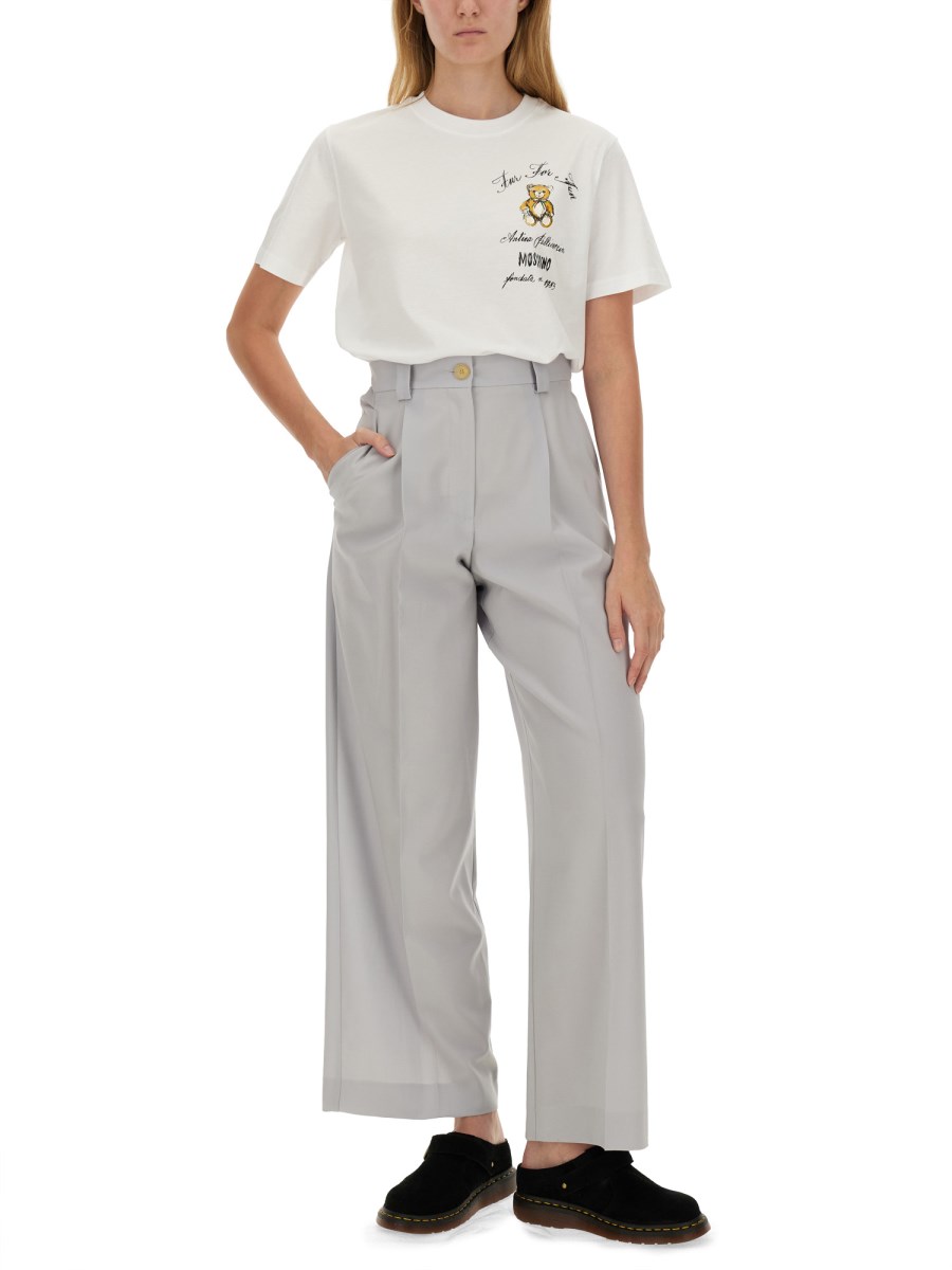 MOSCHINO T-SHIRT IN JERSEY DI COTONE CON STAMPA LOGO