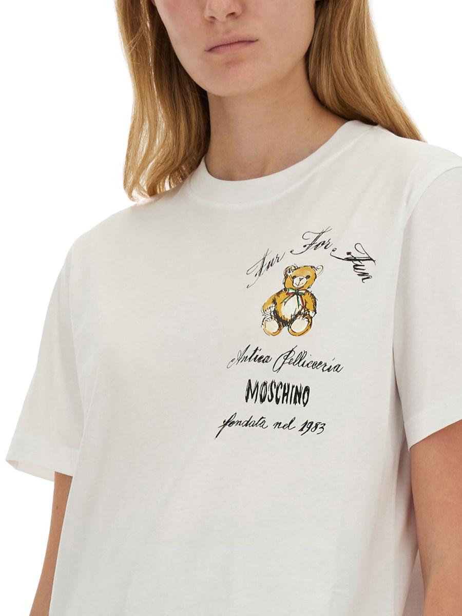 MOSCHINO T-SHIRT IN JERSEY DI COTONE CON STAMPA LOGO
