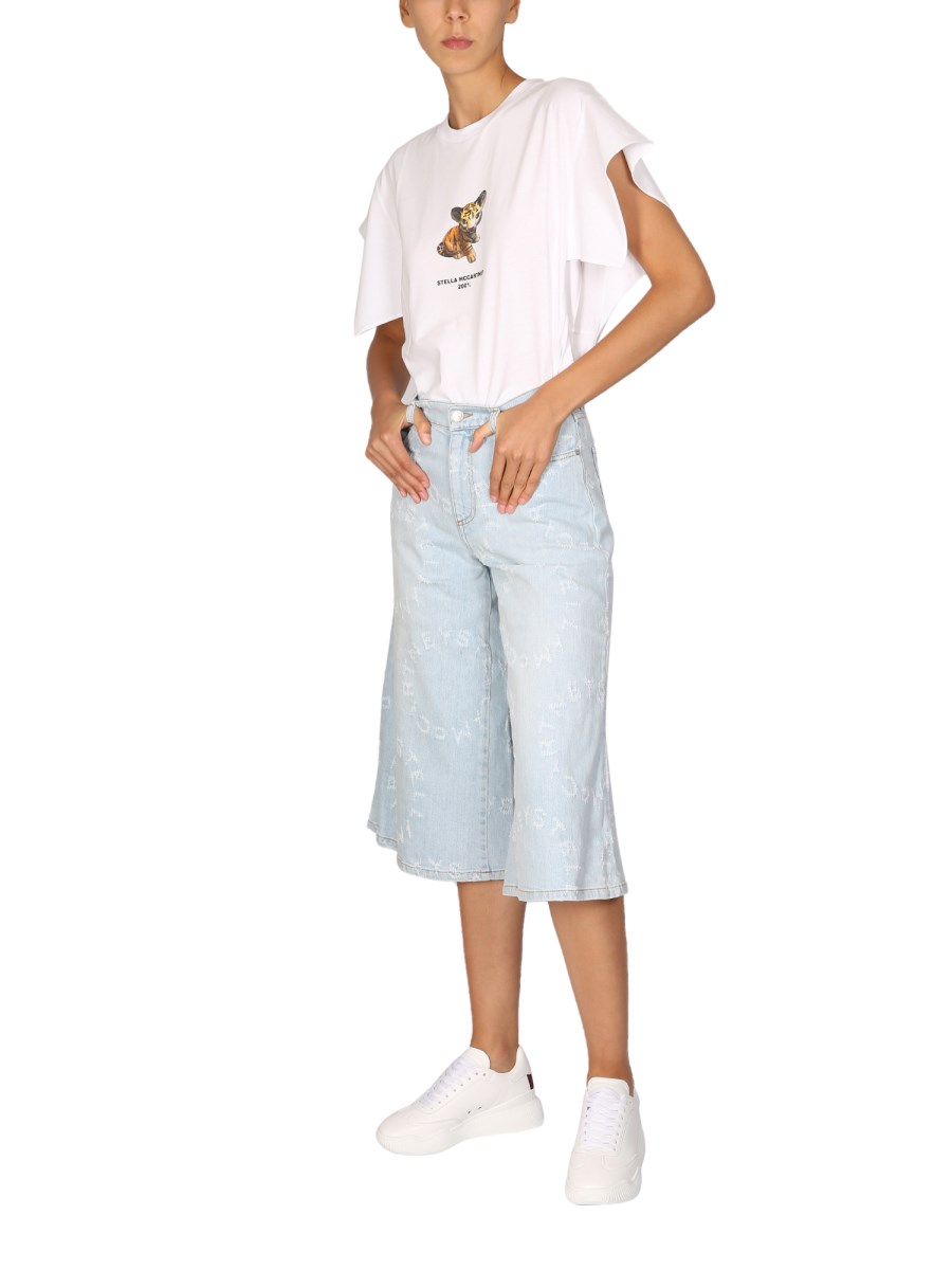 STELLA McCARTNEY T-SHIRT IN JERSEY DI COTONE CON STAMPA LOGO