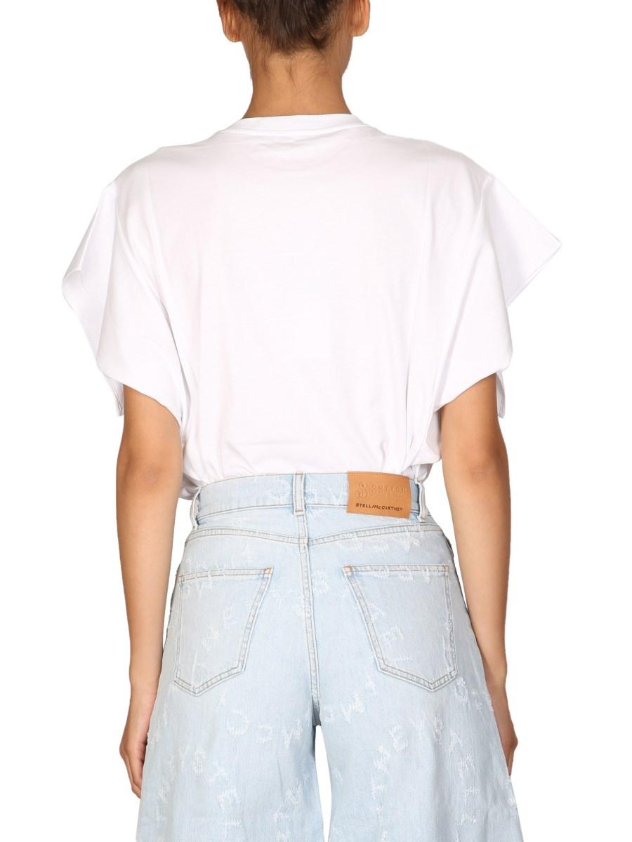 STELLA McCARTNEY T-SHIRT IN JERSEY DI COTONE CON STAMPA LOGO
