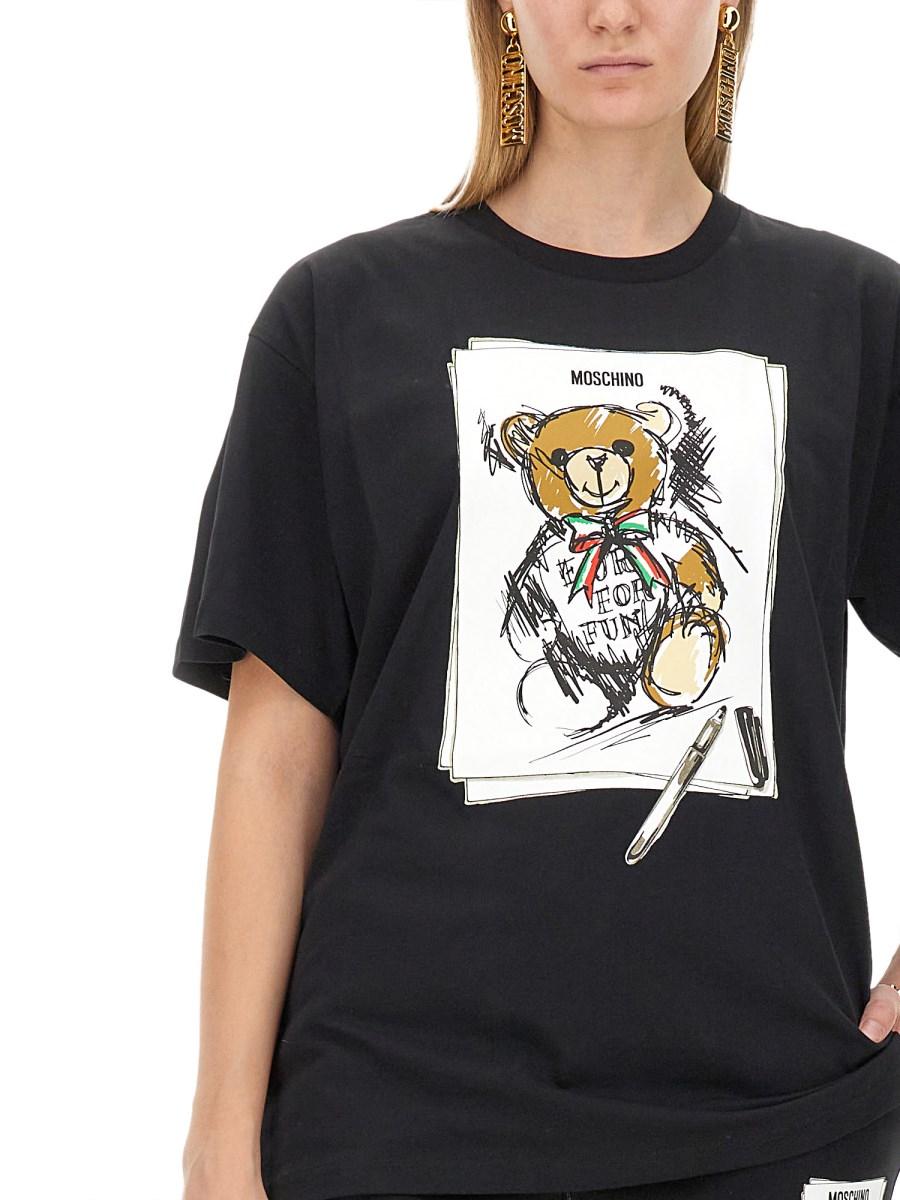 MOSCHINO T-SHIRT IN JERSEY DI COTONE CON STAMPA LOGO