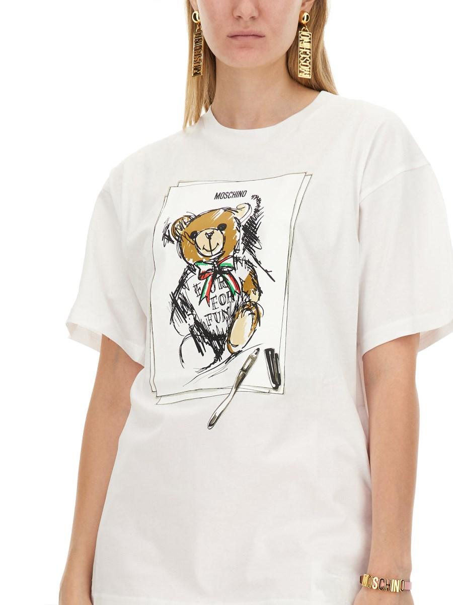 MOSCHINO T-SHIRT IN JERSEY DI COTONE CON STAMPA LOGO