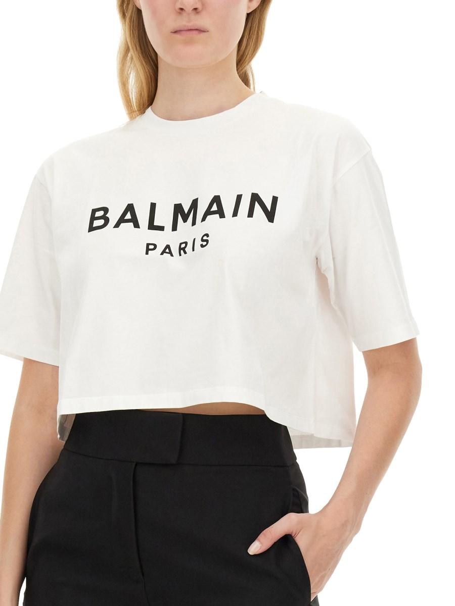 BALMAIN T-SHIRT IN JERSEY DI COTONE CON STAMPA LOGO