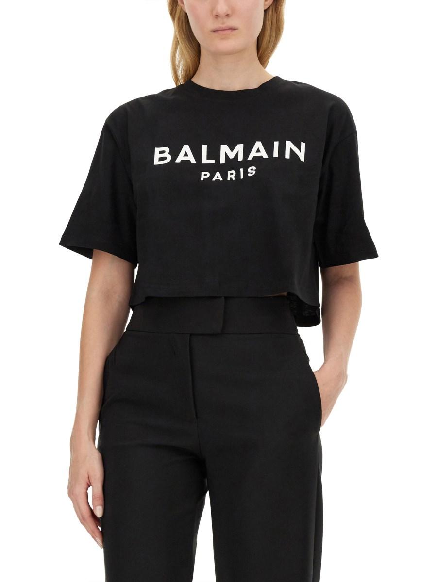 BALMAIN T-SHIRT IN JERSEY DI COTONE CON STAMPA LOGO