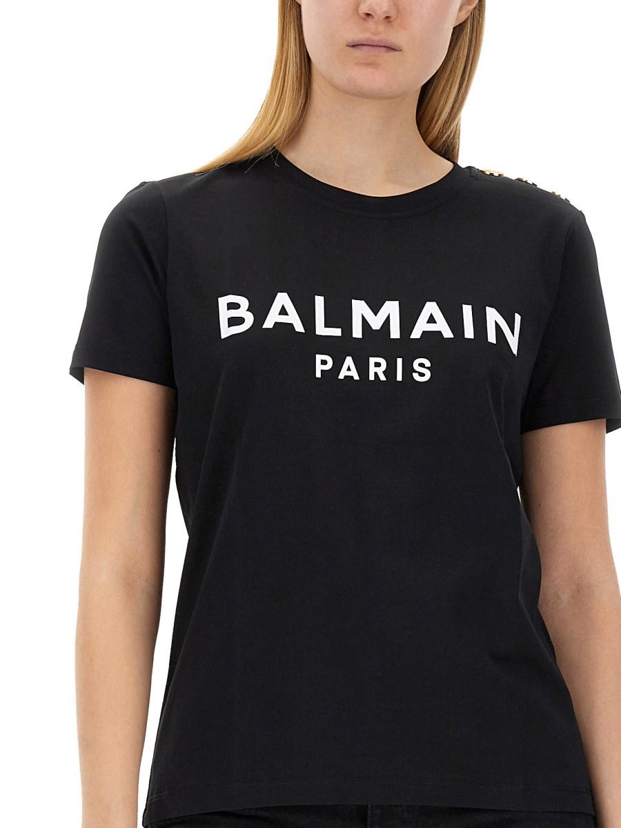 BALMAIN T-SHIRT IN JERSEY DI COTONE CON STAMPA LOGO