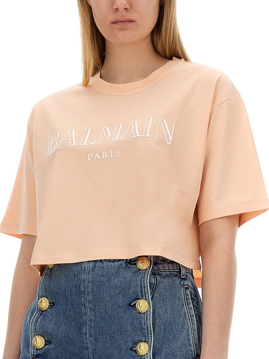 BALMAIN T-SHIRT IN JERSEY DI COTONE CON STAMPA LOGO