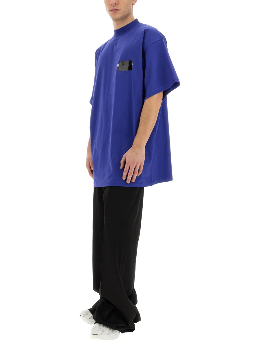 BALENCIAGA T-SHIRT IN JERSEY DI COTONE CON STAMPA LOGO