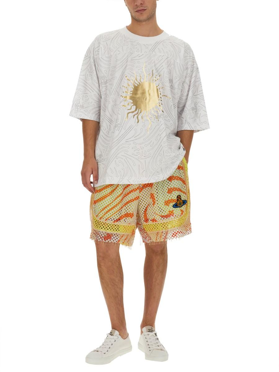 VIVIENNE WESTWOOD T-SHIRT IN JERSEY DI COTONE CON STAMPA LOGO