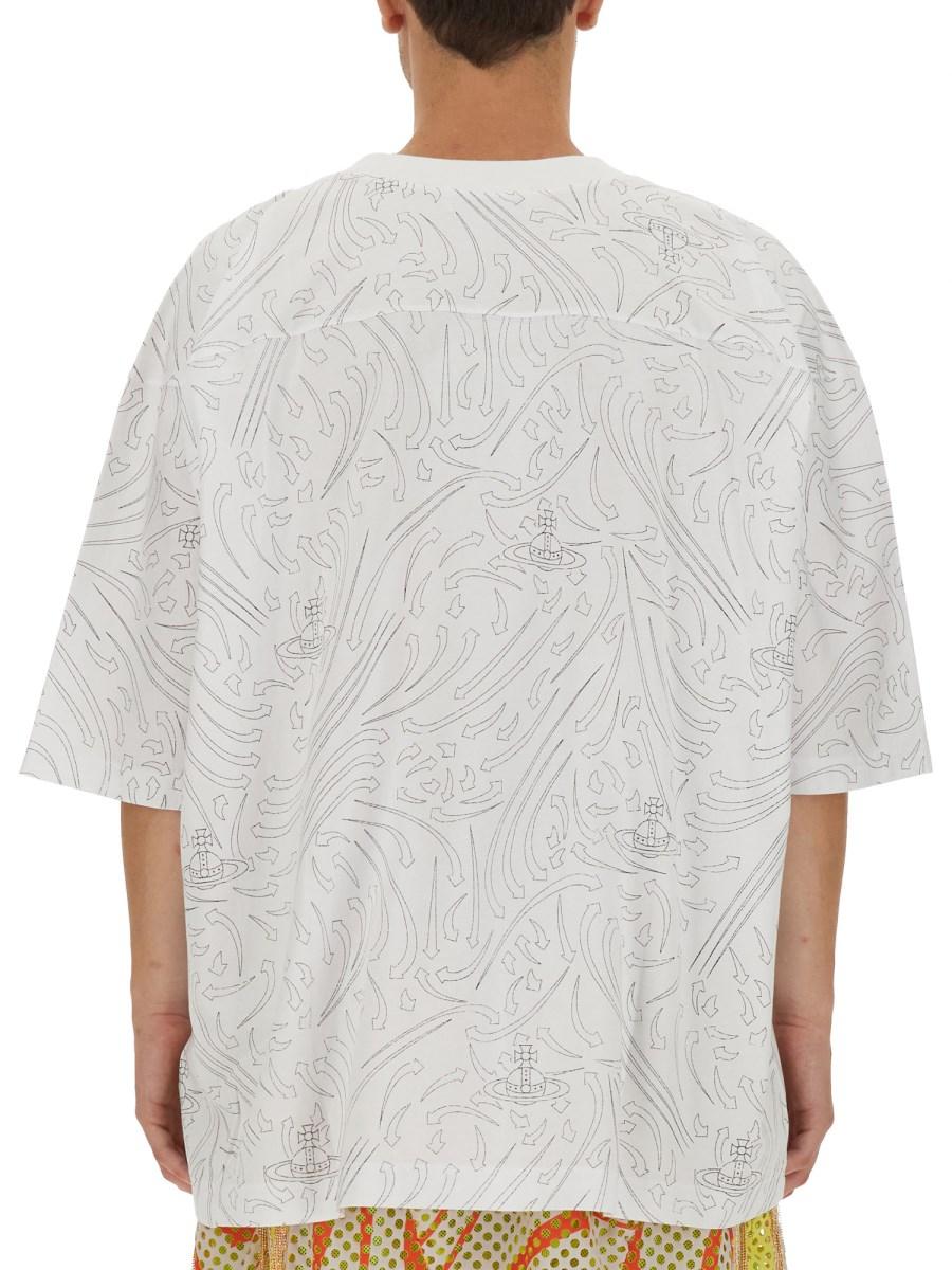 VIVIENNE WESTWOOD T-SHIRT IN JERSEY DI COTONE CON STAMPA LOGO