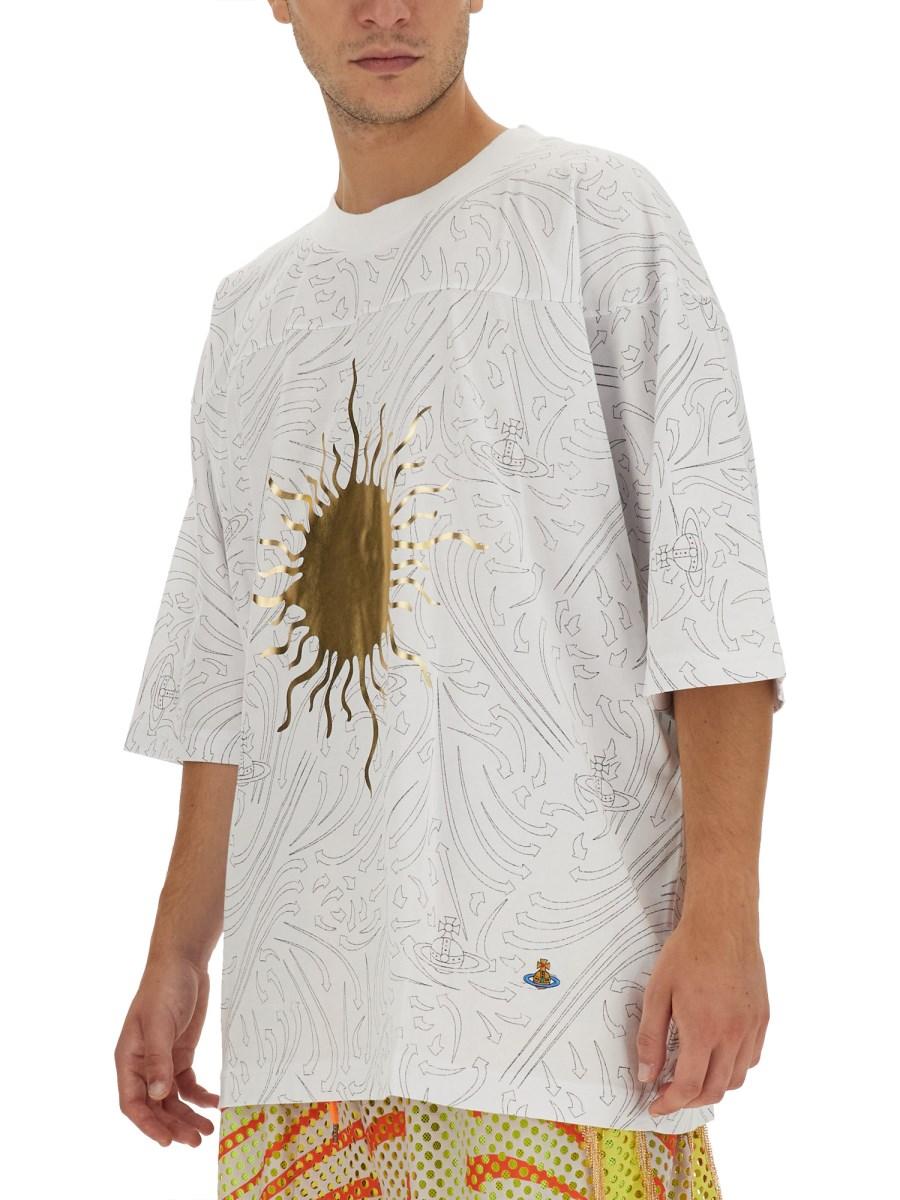VIVIENNE WESTWOOD T-SHIRT IN JERSEY DI COTONE CON STAMPA LOGO