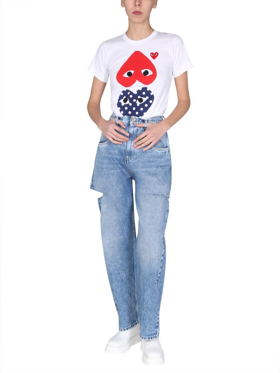 COMME DES GARCONS PLAY T-SHIRT IN JERSEY DI COTONE CON STAMPA LOGO