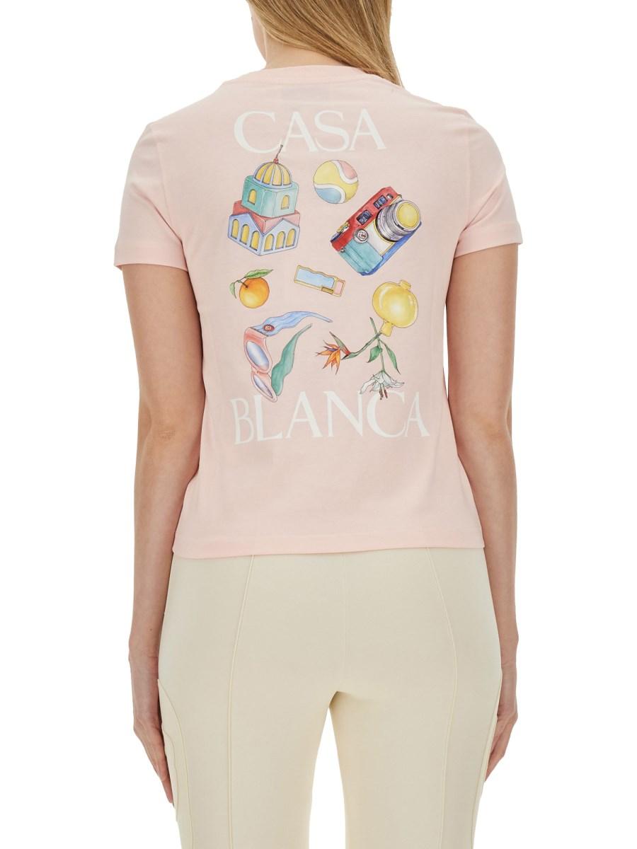 CASABLANCA T-SHIRT IN JERSEY DI COTONE CON STAMPA LOGO