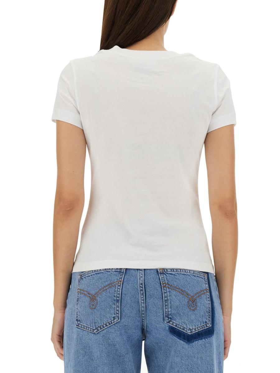 MOSCHINO JEANS T-SHIRT IN JERSEY DI COTONE CON STAMPA PEACE & LOVE