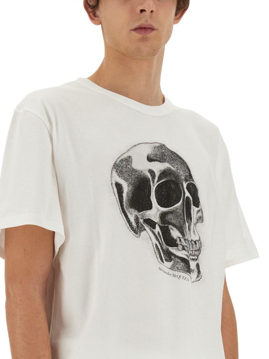 ALEXANDER McQUEEN T-SHIRT IN JERSEY DI COTONE CON STAMPA SKULL