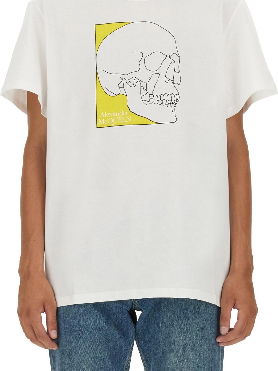 ALEXANDER McQUEEN T-SHIRT IN JERSEY DI COTONE CON STAMPA SKULL