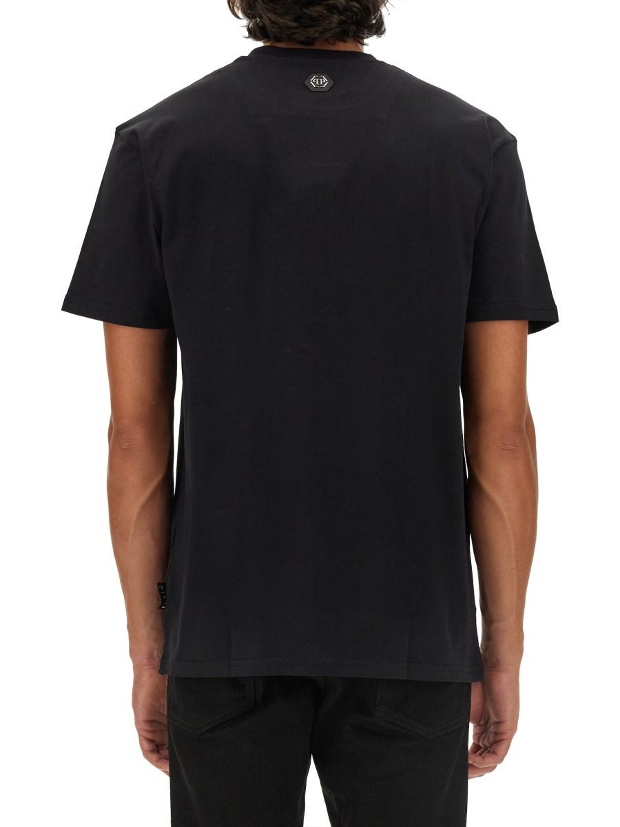 PHILIPP PLEIN T-SHIRT IN JERSEY DI COTONE CON STAMPA SKULL