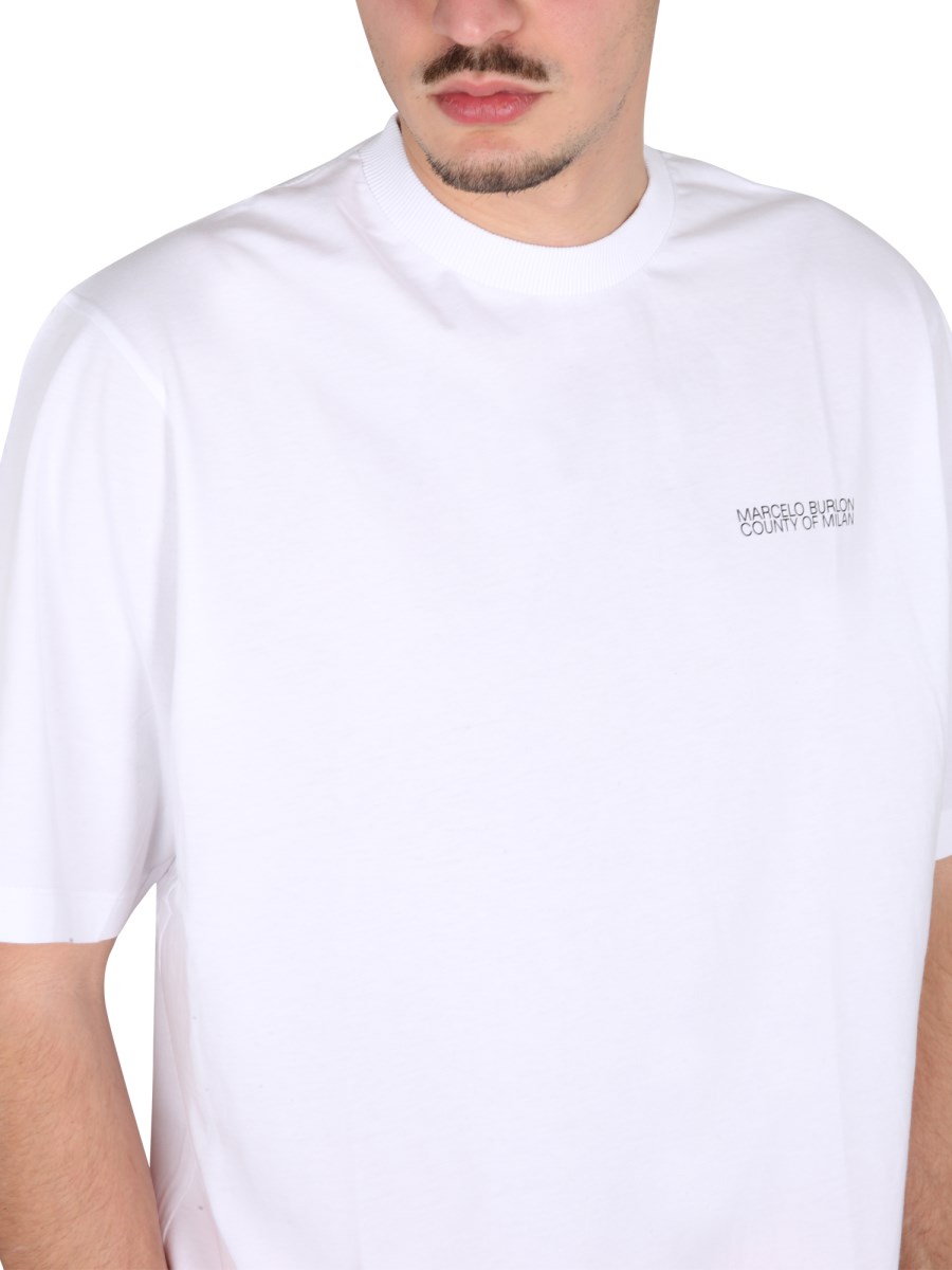 MARCELO BURLON COUNTY OF MILAN T-SHIRT IN JERSEY DI COTONE CON STAMPA