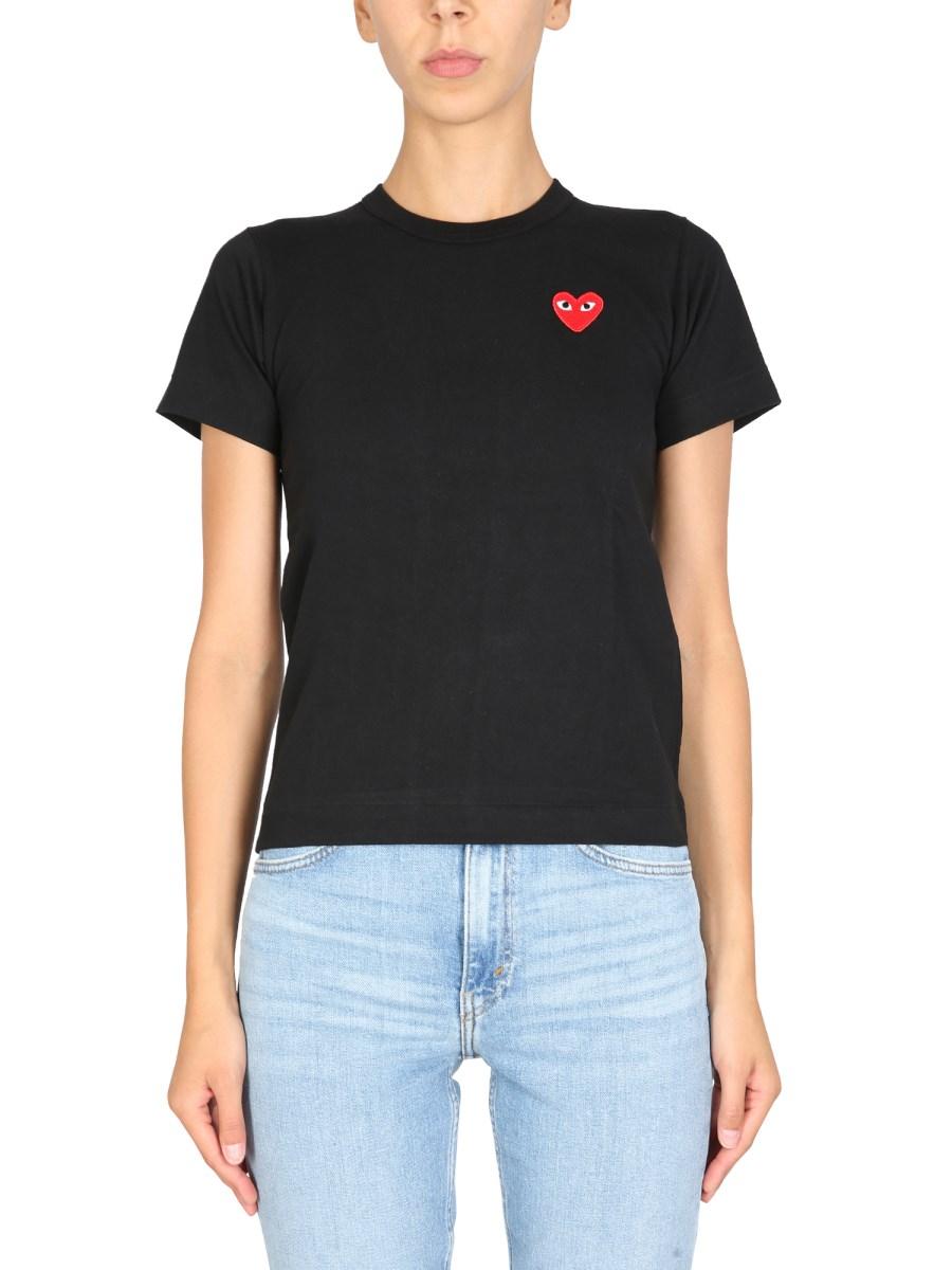 COMME DES GARCONS PLAY T-SHIRT IN JERSEY DI COTONE E LOGO