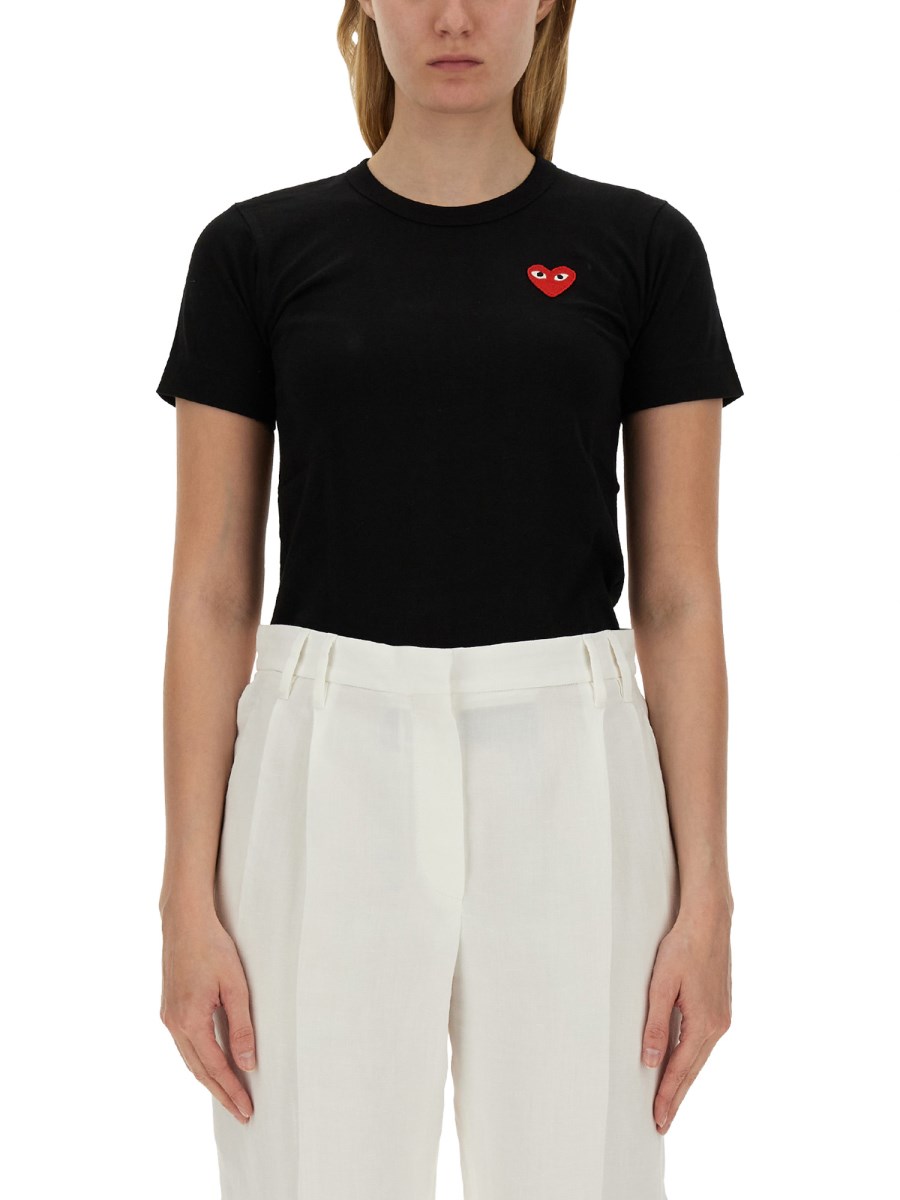 COMME DES GARCONS PLAY T-SHIRT IN JERSEY DI COTONE E LOGO