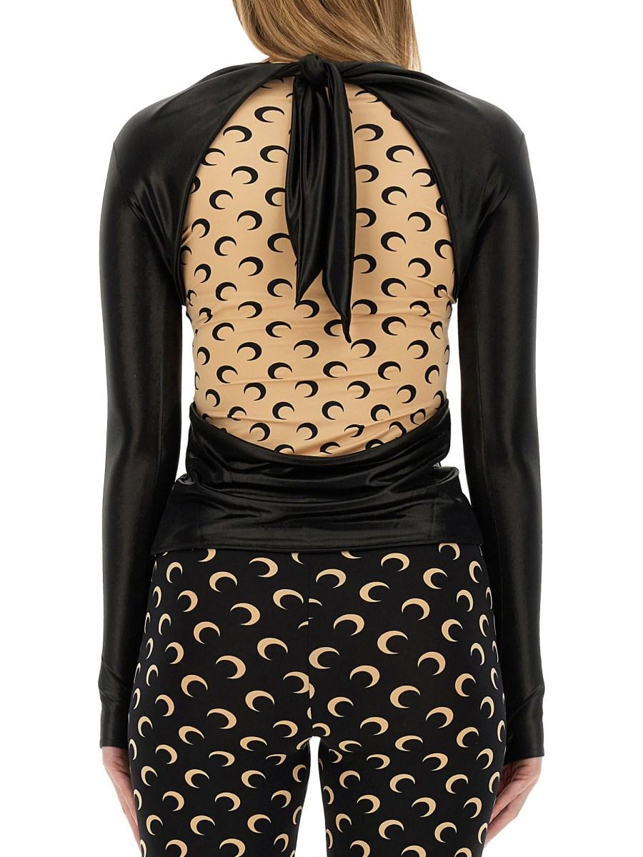 MARINE SERRE T-SHIRT IN JERSEY DRAPPEGGIATO RIGENERATO