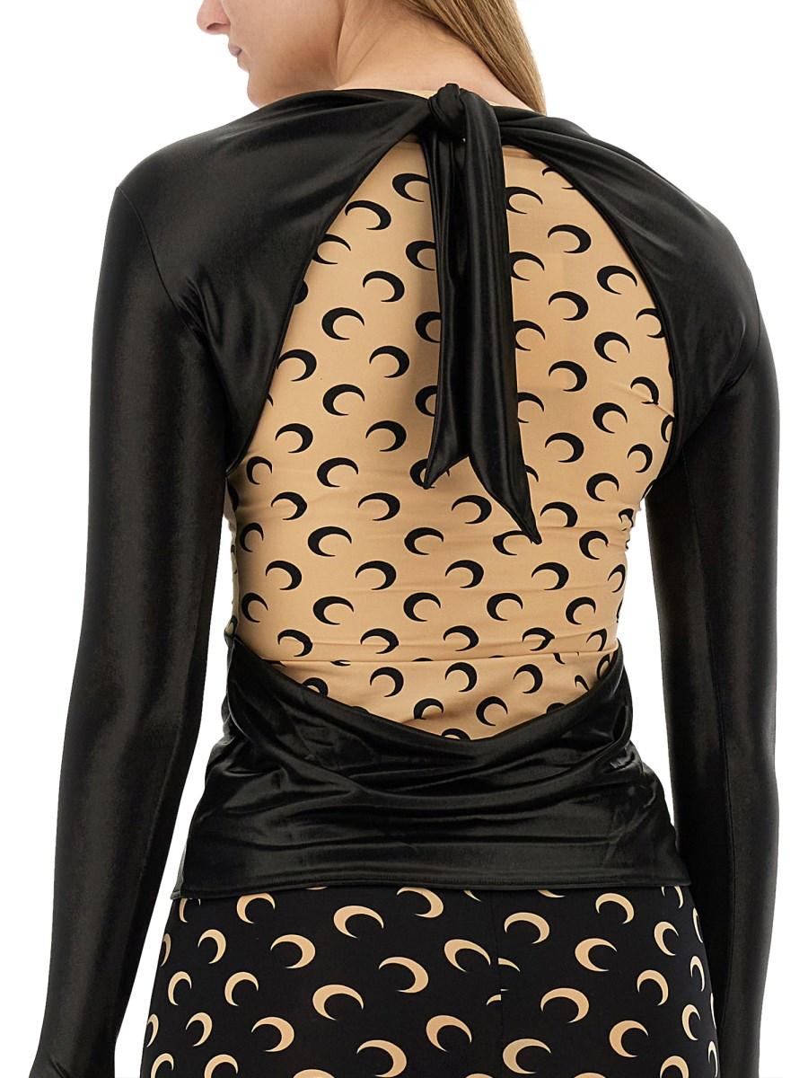 MARINE SERRE T-SHIRT IN JERSEY DRAPPEGGIATO RIGENERATO