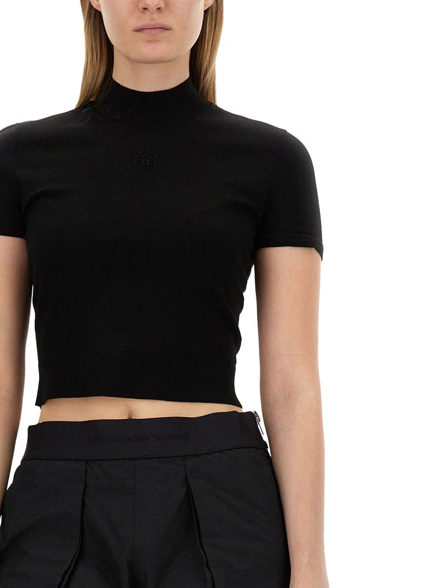 ALEXANDERWANG.T T-SHIRT IN MAGLIA DI VISCOSA CON LOGO