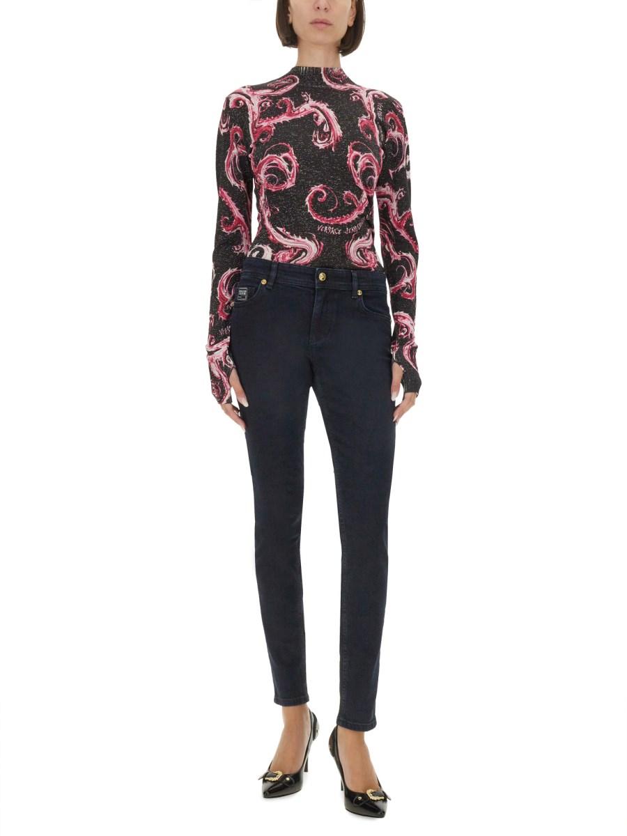 VERSACE JEANS COUTURE T-SHIRT IN MAGLIA LUREX CHROMO