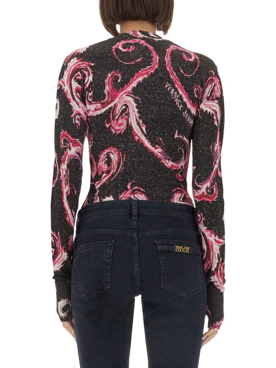 VERSACE JEANS COUTURE T-SHIRT IN MAGLIA LUREX CHROMO