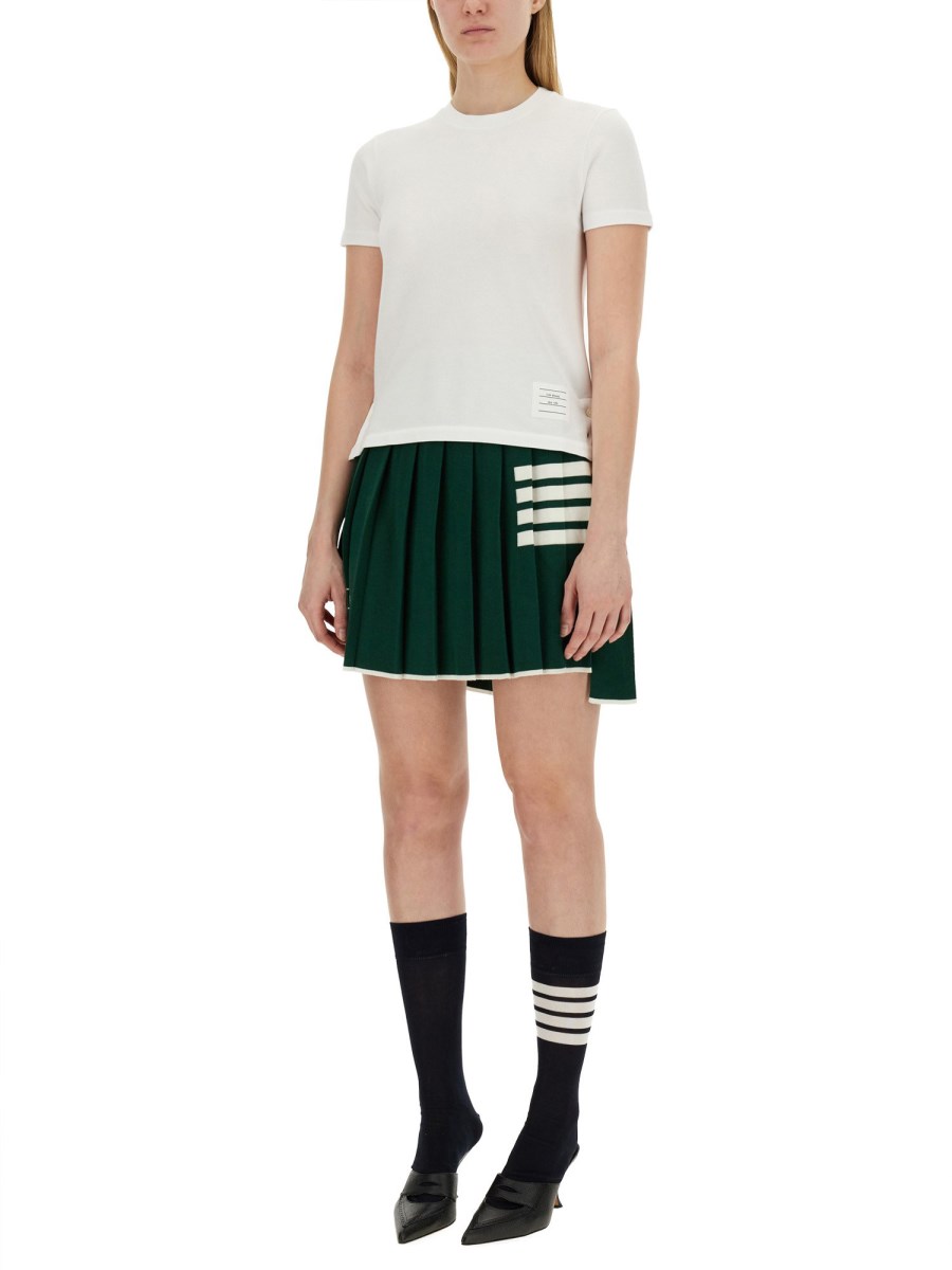 THOM BROWNE T-SHIRT IN PIQUÈ DI COTONE CON RWB STRIPE