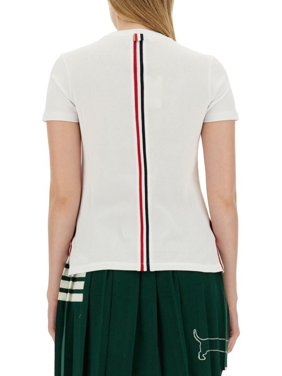 THOM BROWNE T-SHIRT IN PIQUÈ DI COTONE CON RWB STRIPE