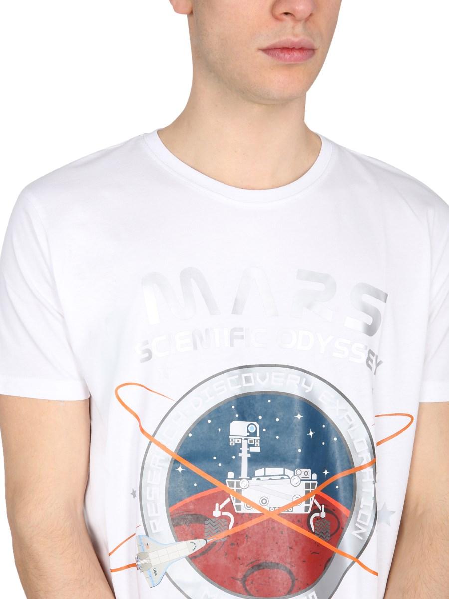 ALPHA INDUSTRIES T-SHIRT MISSION TO MARS IN JERSEY DI COTONE CON STAMPA