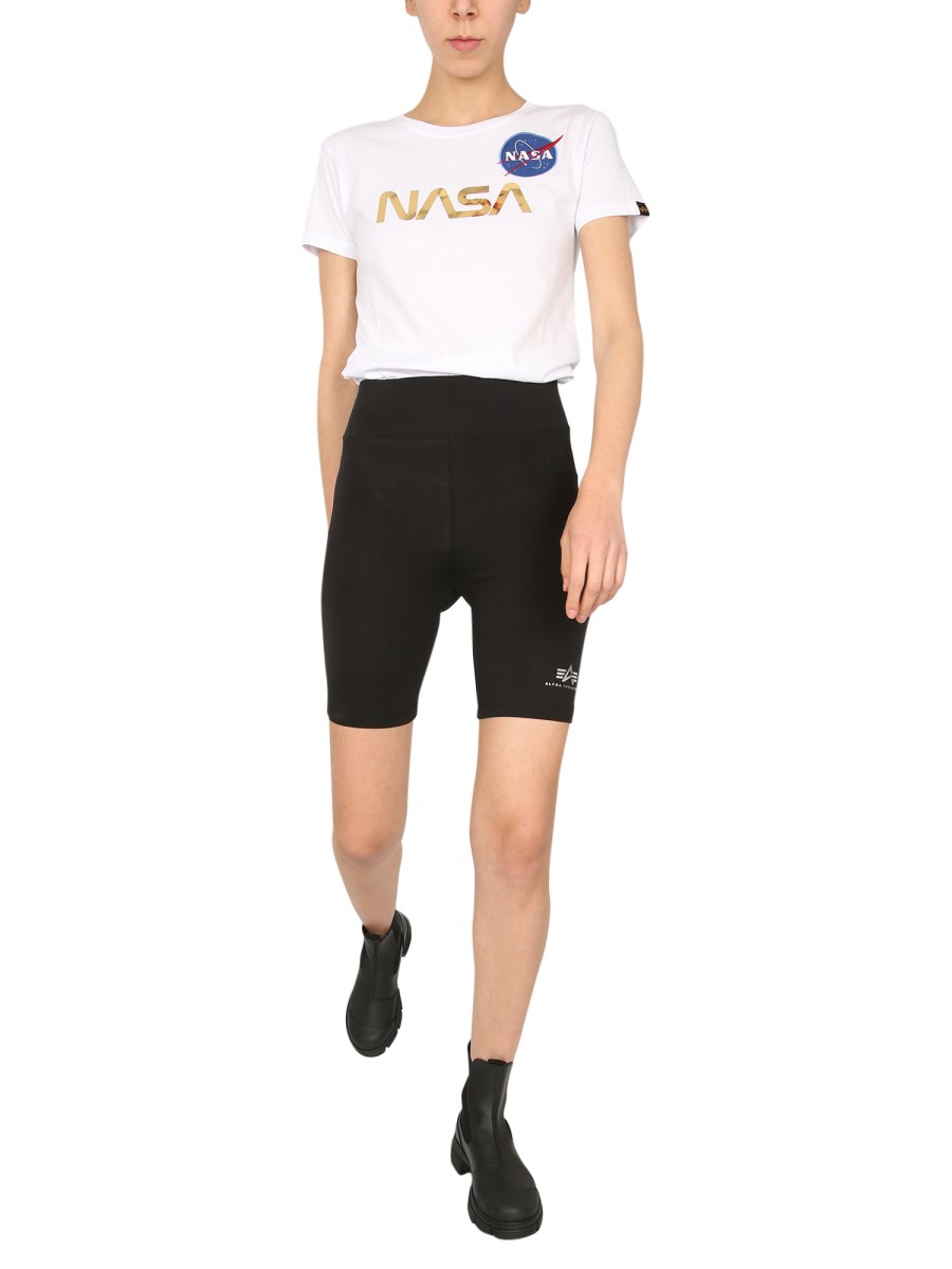 ALPHA INDUSTRIES T-SHIRT NASA IN JERSEY DI COTONE CON STAMPA LAMINATA