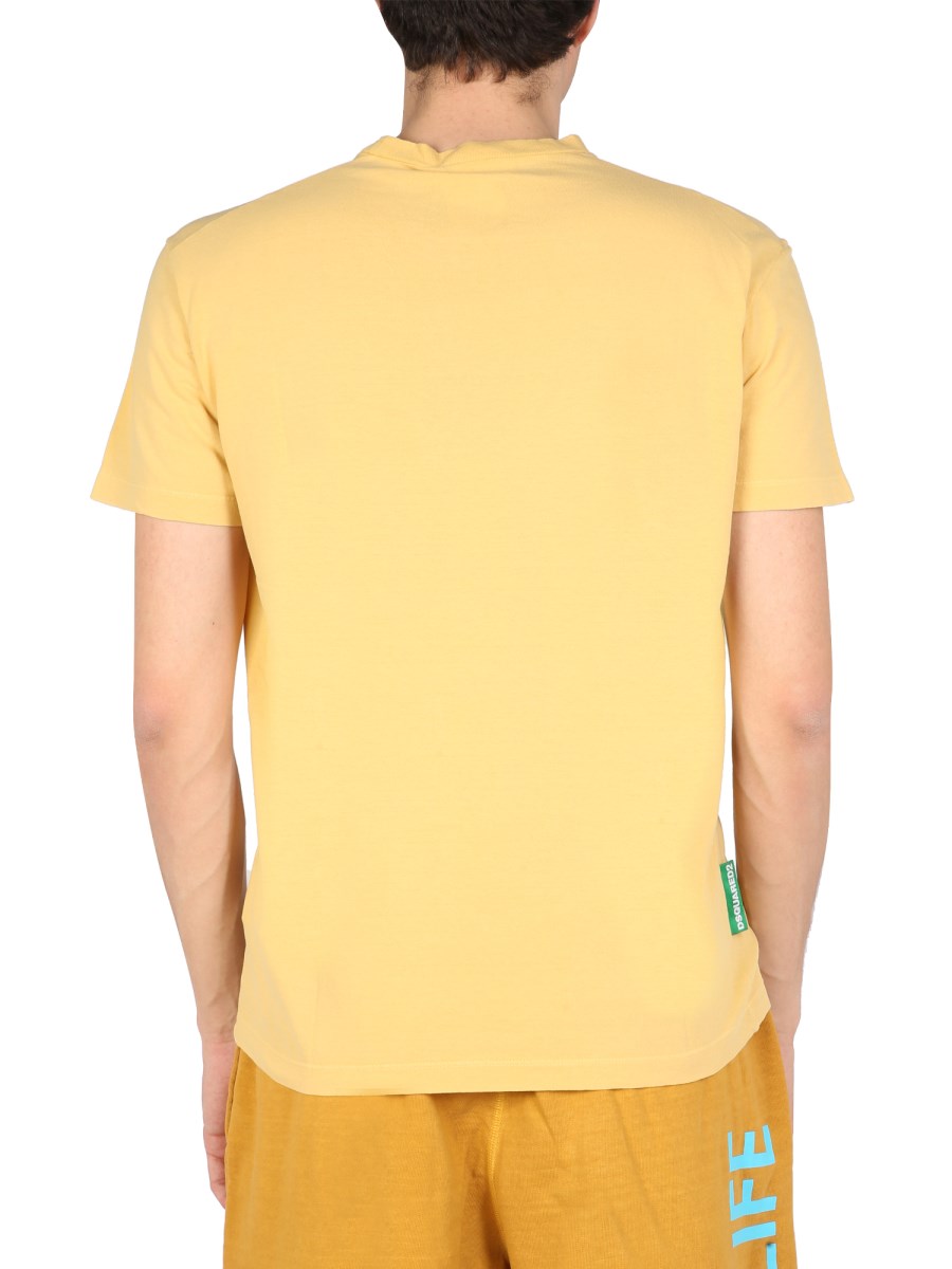 DSQUARED T-SHIRT "ONE LIFE ONE PLANET" IN JERSEY DI COTONE
