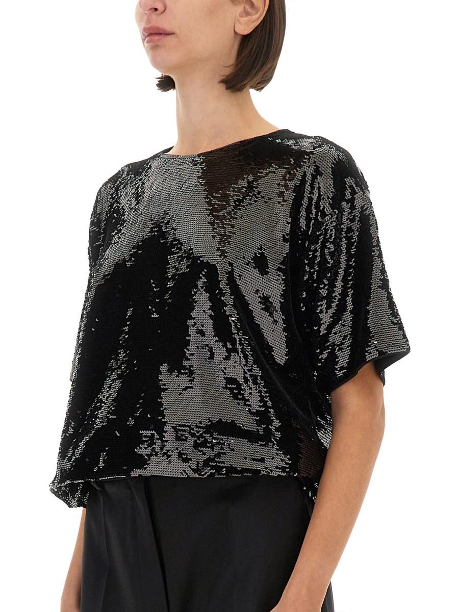 MICHAEL BY MICHAEL KORS T-SHIRT OVERSIZE IN JERSEY CON PAILLETTES